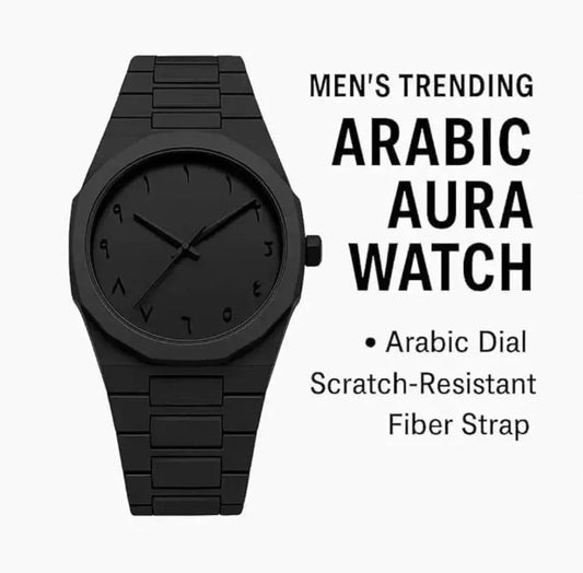 Black Arabic Aura Watch – Premium Stainless Steel Men's Analogue Watch