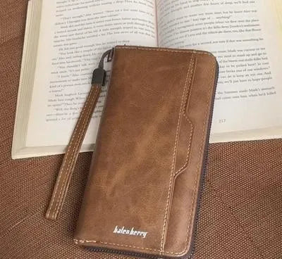 Men's Leather Wallet - Stylish Slim Design with Zipper Closure - 1 Pc