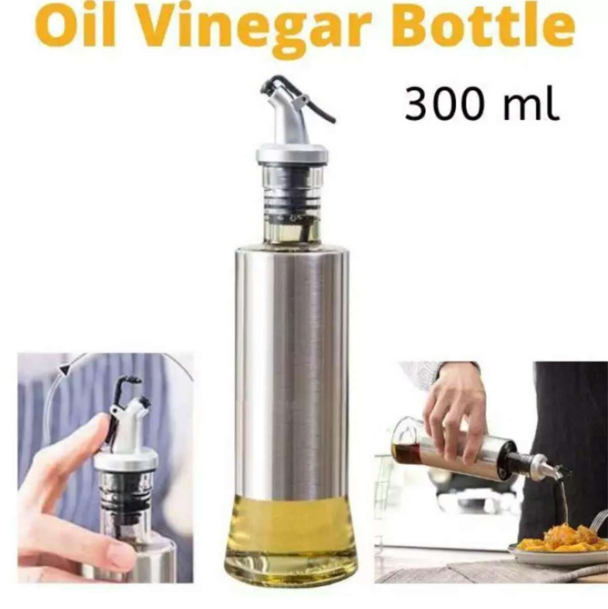 Kitchen Cooking Oil & Vinegar Bottle with Dropper – 300 ml