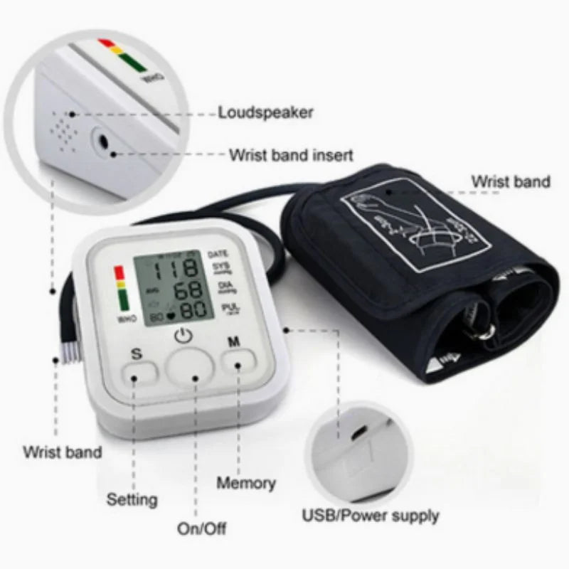 Digital Blood Pressure Monitor | Upper Arm Automatic BP Machine with Large LCD Display